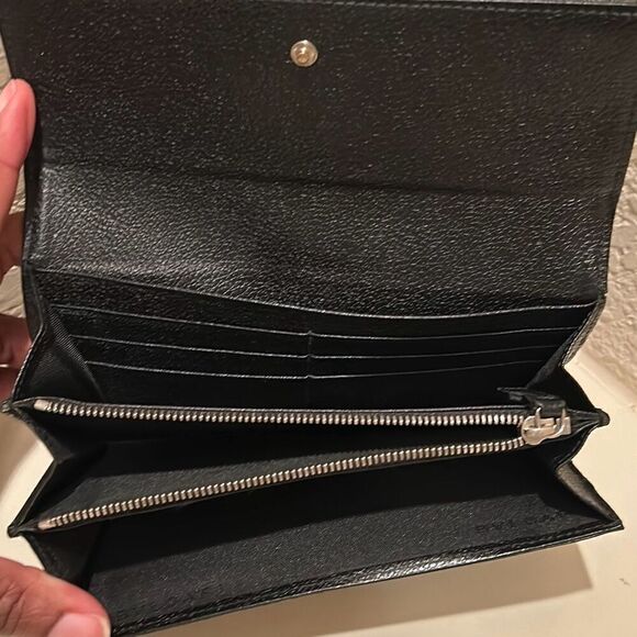 Bvlgari Foldover Long Wallet Black Textured Leather Multicompartment Travel - Picture 7 of 16